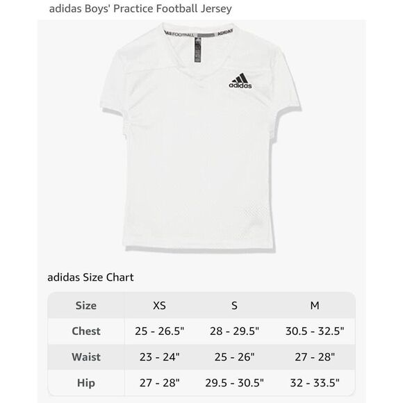 adidas Boys' Practice Football JerseyWhite Size XL - Picture 3 of 7